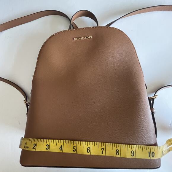 Michael Kors Cindy Large Backpack Womens Luggage Brown Saffiano Leather Bag - Picture 11 of 12